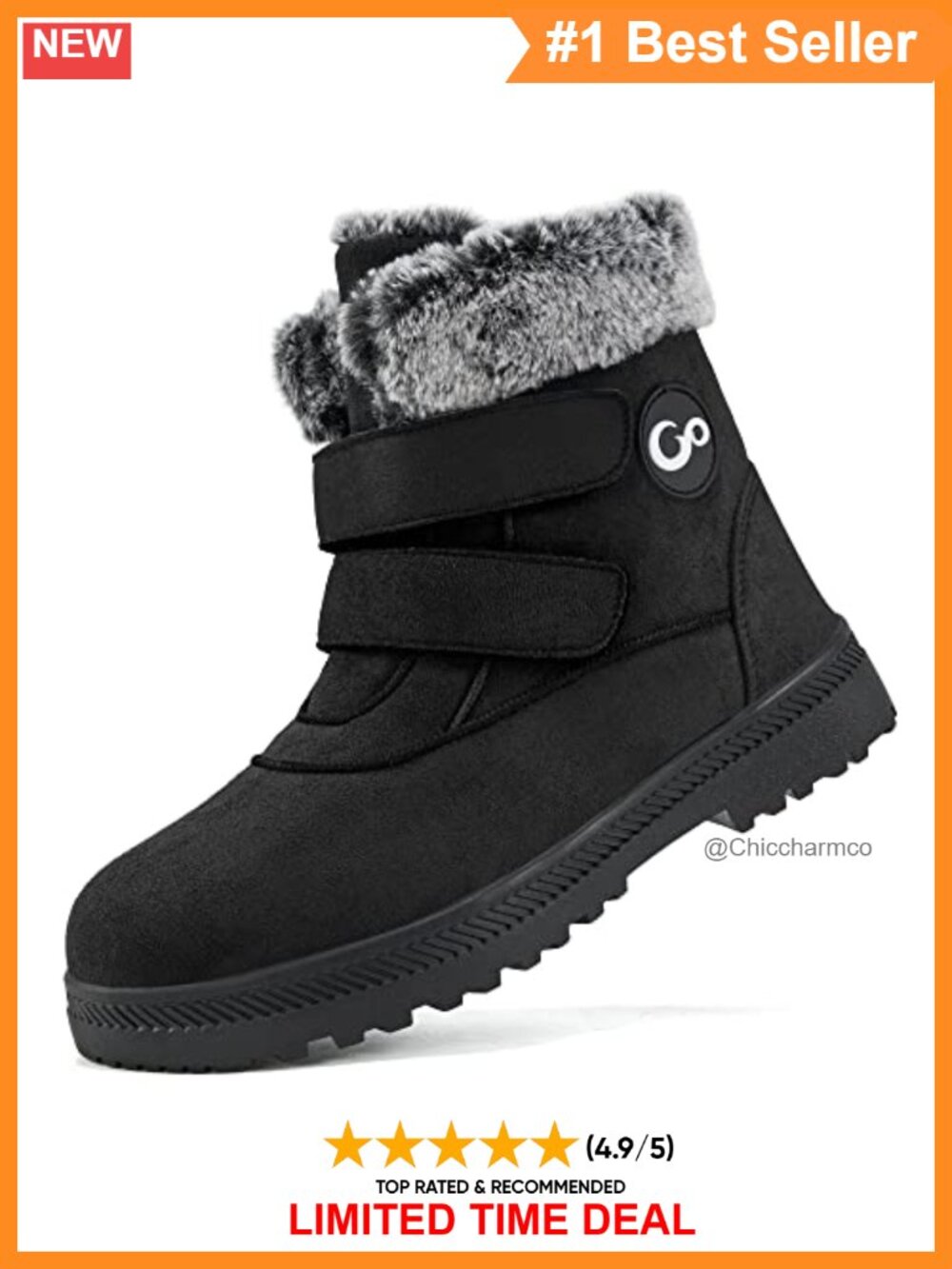 Winter Snow Boots Fur Lined Ankle Booties Non-Slip Rubber Sole
